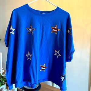 Sequined stars cropped shirt